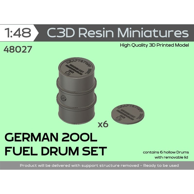 German 200L Fuel Drum Set (6pc), 1/48