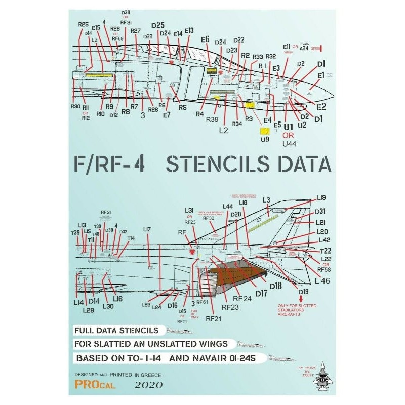1/72 F-4/RF-4 Stencils - Procal Decals