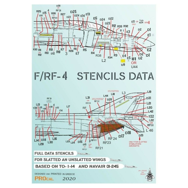 1/48 F-4/RF-4 Stencils  - Procal Decals