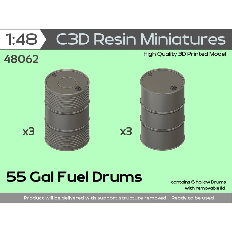 55 Gal Fuel Drums (6pc), 1/48