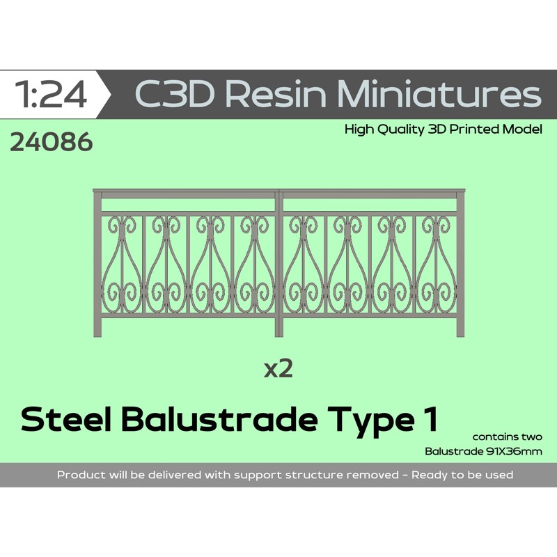 Steel Balustrade Set 1, 1/24